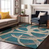 Piper Looms Mayfield Circles AMF1022 Teal Machine Washable Area Rug Lifestyle Image Feature