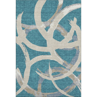 Piper Looms Mayfield Circles AMF1022 Teal Machine Washable Area Rug main image