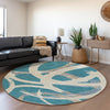 Piper Looms Mayfield Circles AMF1022 Teal Machine Washable Area Rug Round Lifestyle Image Feature