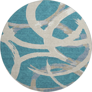 Piper Looms Mayfield Circles AMF1022 Teal Machine Washable Area Rug Round Main Image