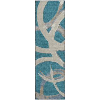 Piper Looms Mayfield Circles AMF1022 Teal Machine Washable Area Rug Runner Main Image