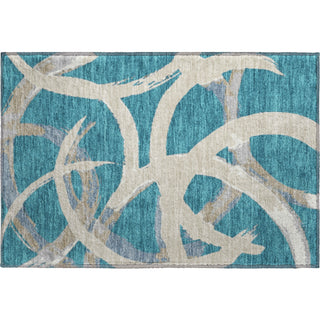 Piper Looms Mayfield Circles AMF1022 Teal Machine Washable Area Rug Scatter Main Image