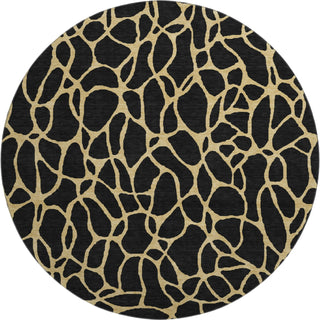 Piper Looms Mayfield Geometric AMF1023 Black Machine Washable Area Rug Round Main Image
