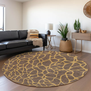 Piper Looms Mayfield Geometric AMF1023 Brown Machine Washable Area Rug Round Lifestyle Image Feature