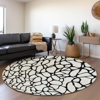 Piper Looms Mayfield Geometric AMF1023 Ivory Machine Washable Area Rug Round Lifestyle Image Feature