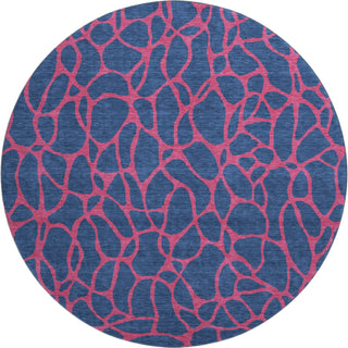 Piper Looms Mayfield Geometric AMF1023 Navy Machine Washable Area Rug Round Main Image