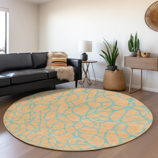 Piper Looms Mayfield Geometric AMF1023 Peach Machine Washable Area Rug Round Lifestyle Image Feature