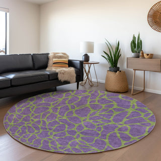 Piper Looms Mayfield Geometric AMF1023 Purple Machine Washable Area Rug Round Lifestyle Image Feature