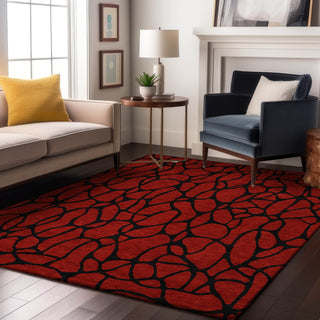 Piper Looms Mayfield Geometric AMF1023 Red Machine Washable Area Rug Lifestyle Image Feature