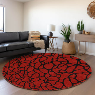 Piper Looms Mayfield Geometric AMF1023 Red Machine Washable Area Rug Round Lifestyle Image Feature