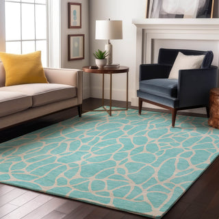Piper Looms Mayfield Geometric AMF1024 Aqua Machine Washable Area Rug Lifestyle Image Feature