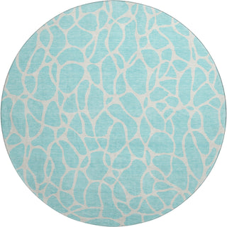 Piper Looms Mayfield Geometric AMF1024 Aqua Machine Washable Area Rug Round Main Image