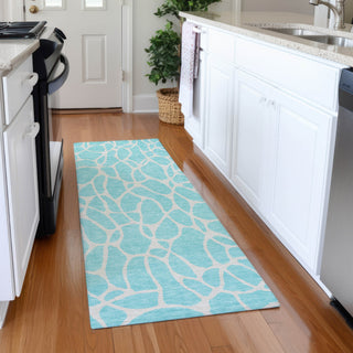 Piper Looms Mayfield Geometric AMF1024 Aqua Machine Washable Area Rug Runner Lifestyle Image Feature