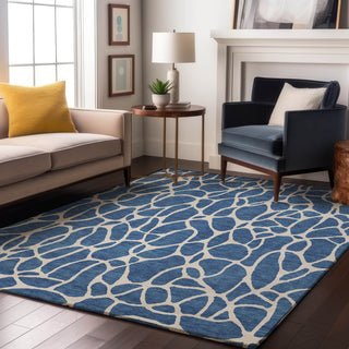 Piper Looms Mayfield Geometric AMF1024 Blue Machine Washable Area Rug Lifestyle Image Feature