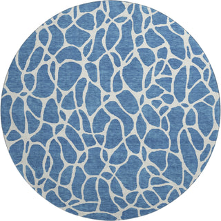 Piper Looms Mayfield Geometric AMF1024 Blue Machine Washable Area Rug Round Main Image