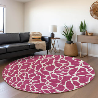 Piper Looms Mayfield Geometric AMF1024 Blush Machine Washable Area Rug Round Lifestyle Image Feature