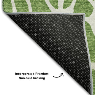 Piper Looms Mayfield Geometric AMF1024 Green Machine Washable Area Rug Backing Image