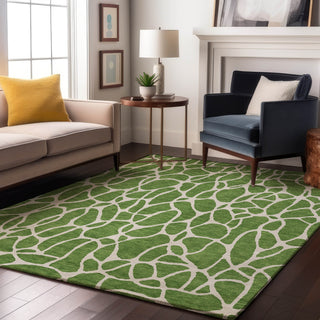 Piper Looms Mayfield Geometric AMF1024 Green Machine Washable Area Rug Lifestyle Image Feature