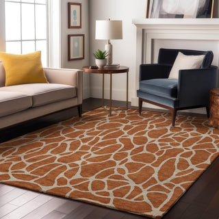 Piper Looms Mayfield Geometric AMF1024 Paprika Machine Washable Area Rug Lifestyle Image Feature