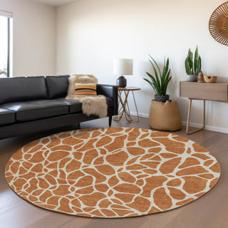 Piper Looms Mayfield Geometric AMF1024 Paprika Machine Washable Area Rug Round Lifestyle Image Feature