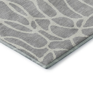 Piper Looms Mayfield Geometric AMF1024 Silver Machine Washable Area Rug Corner Image