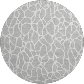 Piper Looms Mayfield Geometric AMF1024 Silver Machine Washable Area Rug Round Main Image
