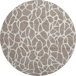 Piper Looms Mayfield Geometric AMF1024 Taupe Machine Washable Area Rug Round Main Image
