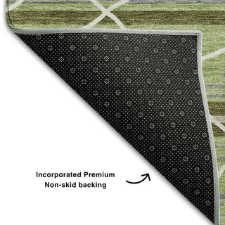 Piper Looms Mayfield Stripes AMF1025 Aloe Machine Washable Area Rug Backing Image