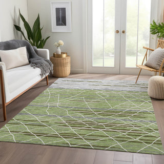 Piper Looms Mayfield Stripes AMF1025 Aloe Machine Washable Area Rug Lifestyle Image Feature