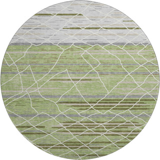 Piper Looms Mayfield Stripes AMF1025 Aloe Machine Washable Area Rug Round Main Image