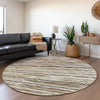 Piper Looms Mayfield Stripes AMF1025 Beige Machine Washable Area Rug Round Lifestyle Image Feature