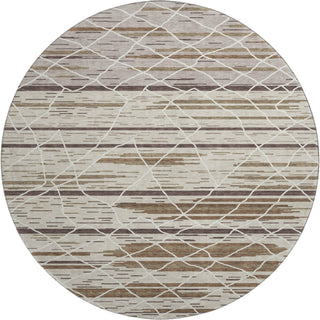 Piper Looms Mayfield Stripes AMF1025 Beige Machine Washable Area Rug Round Main Image