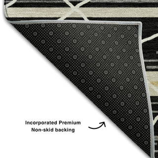 Piper Looms Mayfield Stripes AMF1025 Black Machine Washable Area Rug Backing Image