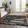 Piper Looms Mayfield Stripes AMF1025 Black Machine Washable Area Rug Lifestyle Image Feature