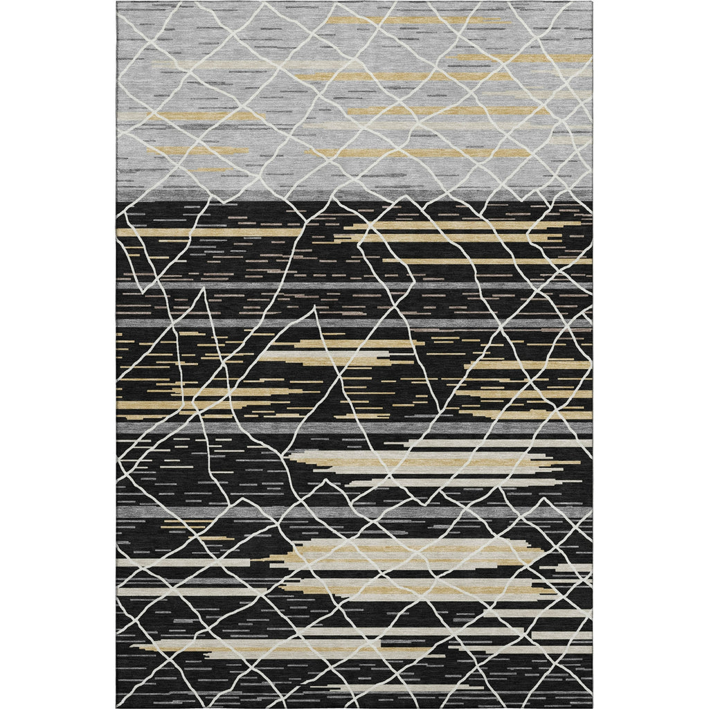 Piper Looms Mayfield Stripes AMF1025 Black Machine Washable Area Rug main image