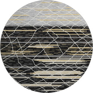 Piper Looms Mayfield Stripes AMF1025 Black Machine Washable Area Rug Round Main Image
