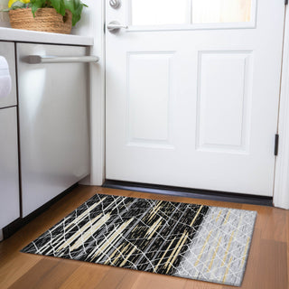Piper Looms Mayfield Stripes AMF1025 Black Machine Washable Area Rug Scatter Lifestyle Image Feature