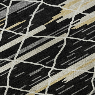 Piper Looms Mayfield Stripes AMF1025 Black Machine Washable Area Rug Swatch Image