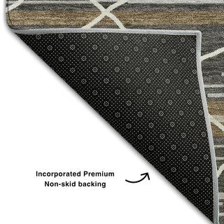Piper Looms Mayfield Stripes AMF1025 Charcoal Machine Washable Area Rug Backing Image