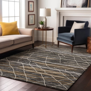 Piper Looms Mayfield Stripes AMF1025 Charcoal Machine Washable Area Rug Lifestyle Image Feature