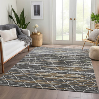 Piper Looms Mayfield Stripes AMF1025 Charcoal Machine Washable Area Rug Lifestyle Image Feature