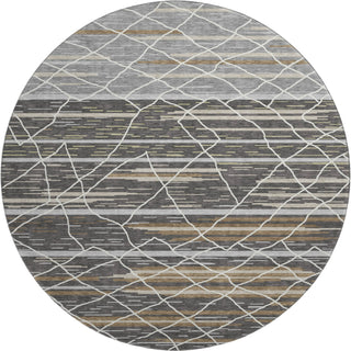 Piper Looms Mayfield Stripes AMF1025 Charcoal Machine Washable Area Rug Round Main Image