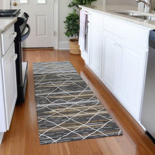 Piper Looms Mayfield Stripes AMF1025 Charcoal Machine Washable Area Rug Runner Lifestyle Image Feature