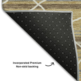 Piper Looms Mayfield Stripes AMF1025 Gold Machine Washable Area Rug Backing Image
