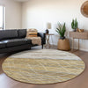 Piper Looms Mayfield Stripes AMF1025 Gold Machine Washable Area Rug Round Lifestyle Image Feature