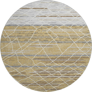 Piper Looms Mayfield Stripes AMF1025 Gold Machine Washable Area Rug Round Main Image
