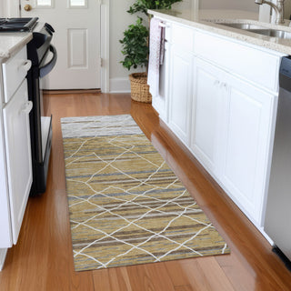 Piper Looms Mayfield Stripes AMF1025 Gold Machine Washable Area Rug Runner Lifestyle Image Feature