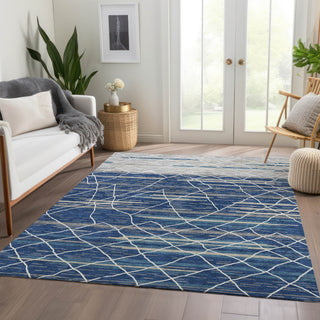 Piper Looms Mayfield Stripes AMF1025 Navy Machine Washable Area Rug Lifestyle Image Feature