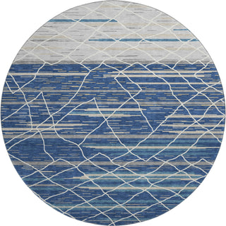 Piper Looms Mayfield Stripes AMF1025 Navy Machine Washable Area Rug Round Main Image