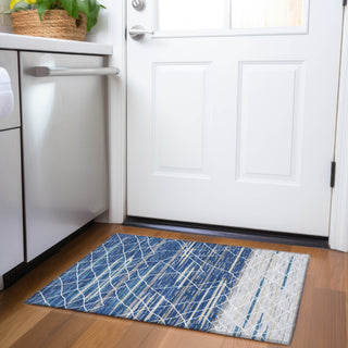 Piper Looms Mayfield Stripes AMF1025 Navy Machine Washable Area Rug Scatter Lifestyle Image Feature